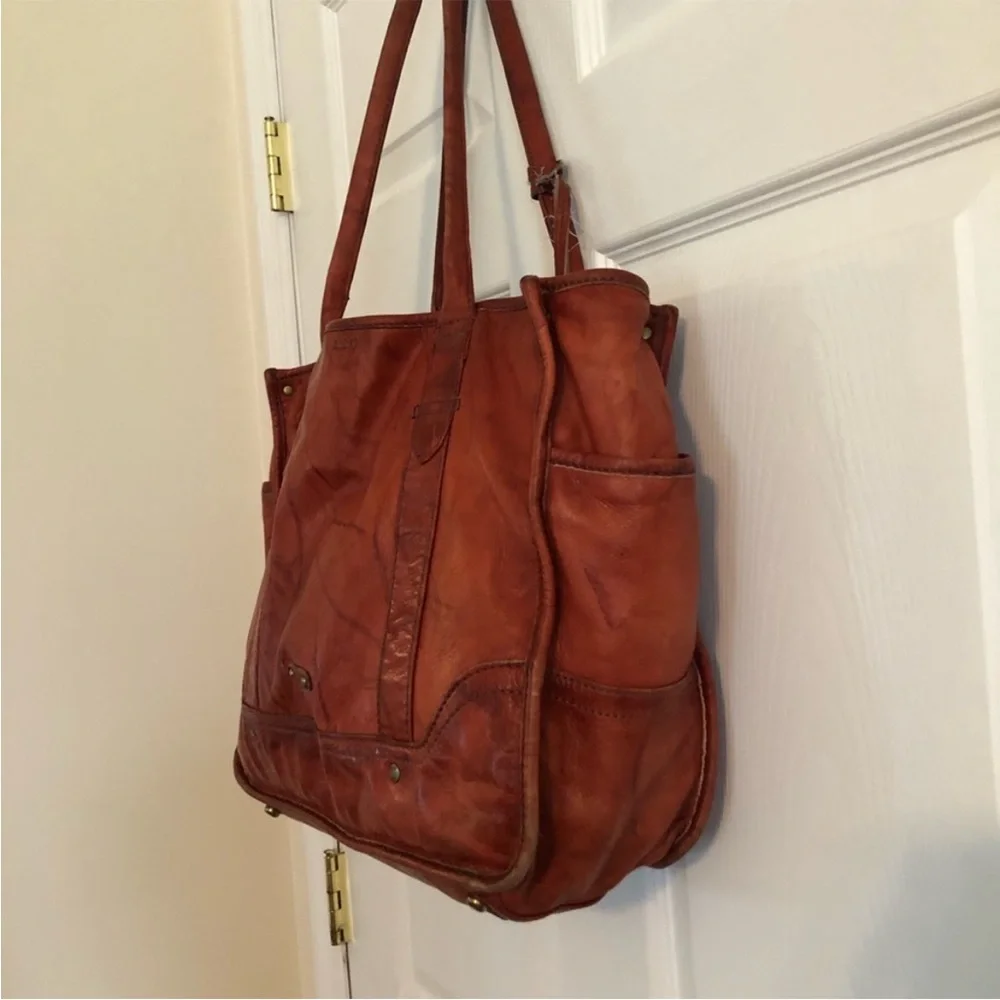 Frye leather campus shopper tote purse over night bag laptop case shoulder strap
